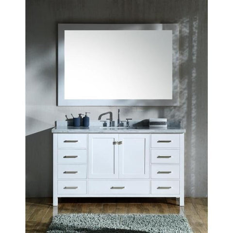Image of Ariel Cambridge 61" White Modern Rectangle Sink Bathroom Vanity A061S-CWR-WHT