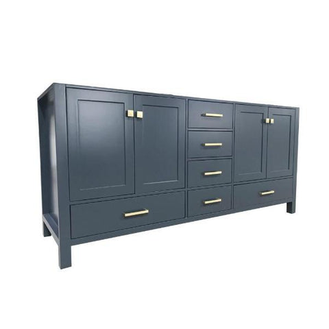 Image of Ariel Cambridge 72" Midnight Blue Transitional Double Sink Base Cabinet A073D-BC-MNB A073D-BC-MNB