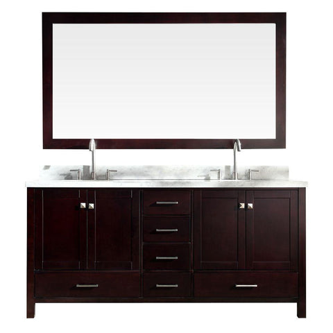 Image of Ariel Cambridge 73" Double Sink Vanity Set in Espresso A073D-ESP