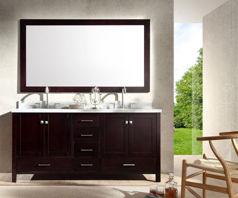 Image of Ariel Cambridge 73" Double Sink Vanity Set in Espresso A073D-ESP