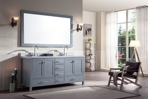 Image of Ariel Cambridge 73" Double Sink Vanity Set in Grey A073D-GRY