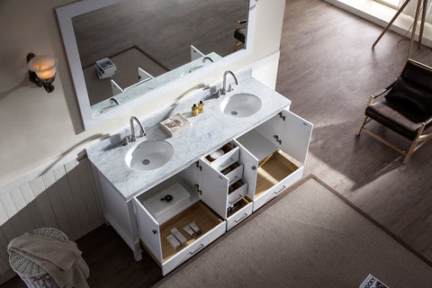 Image of Ariel Cambridge 73" Double Sink Vanity Set in White A073D-WHT