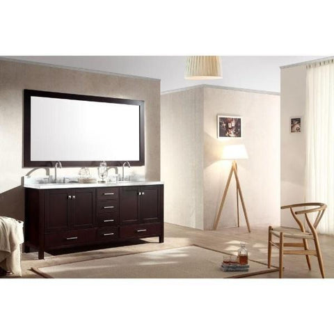 Image of Ariel Cambridge 73" Espresso Modern Double Oval Sink Vanity A073D-ESP