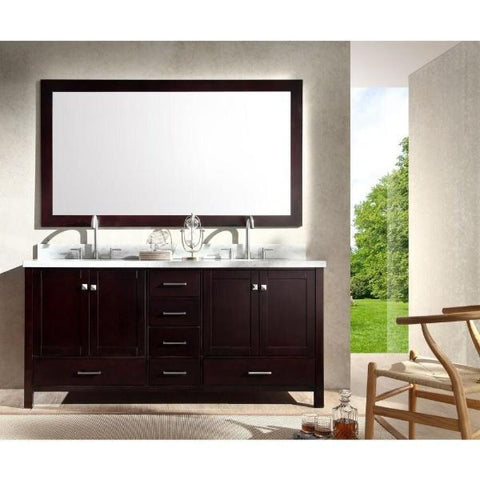 Image of Ariel Cambridge 73" Espresso Modern Double Oval Sink Vanity A073D-ESP