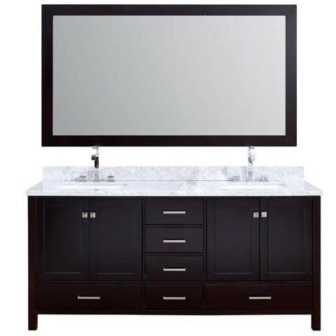 Image of Ariel Cambridge 73" Espresso Modern Double Rectangle Sink Vanity A073D-CWR-ESP