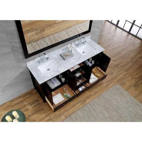 Image of Ariel Cambridge 73" Espresso Modern Double Rectangle Sink Vanity A073D-CWR-ESP