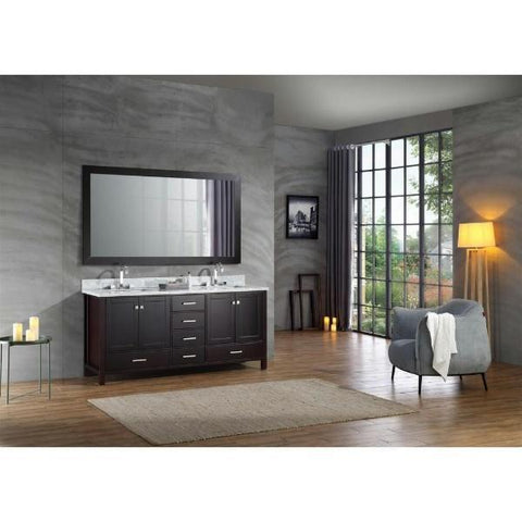 Image of Ariel Cambridge 73" Espresso Modern Double Rectangle Sink Vanity A073D-CWR-ESP