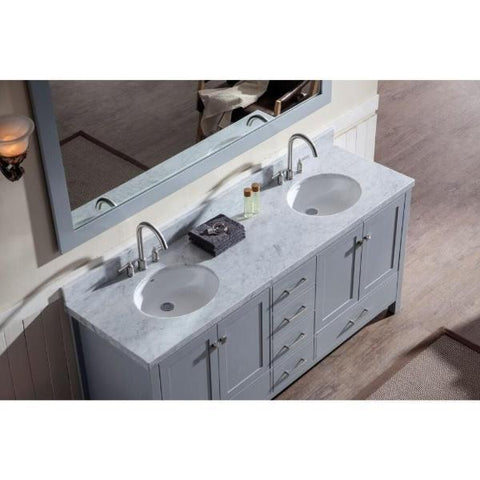 Image of Ariel Cambridge 73" Grey Modern Double Oval Sink Vanity A073D-GRY