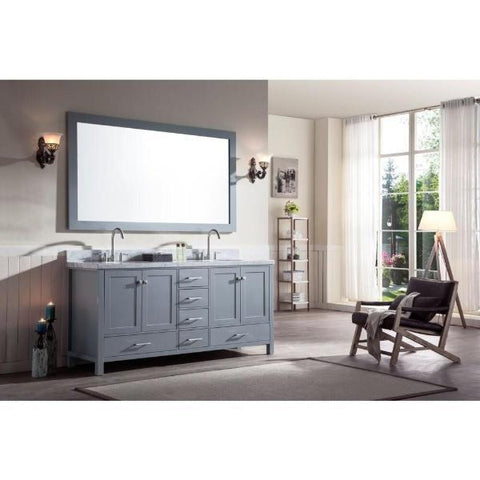 Image of Ariel Cambridge 73" Grey Modern Double Oval Sink Vanity A073D-GRY