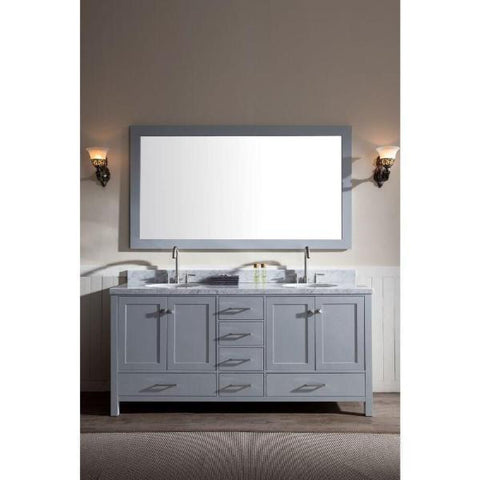 Image of Ariel Cambridge 73" Grey Modern Double Oval Sink Vanity A073D-GRY