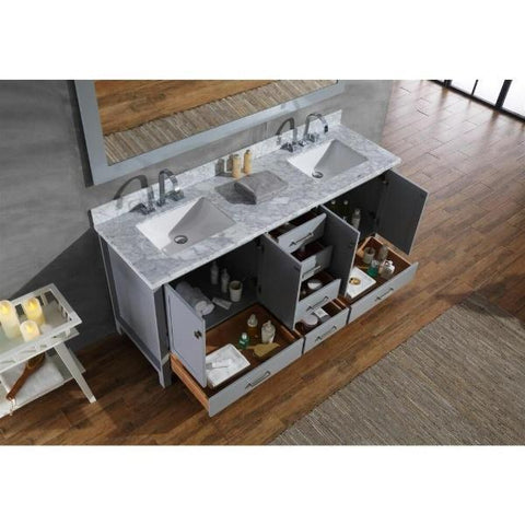 Image of Ariel Cambridge 73" Grey Modern Double Rectangle Sink Vanity A073D-CWR-GRY