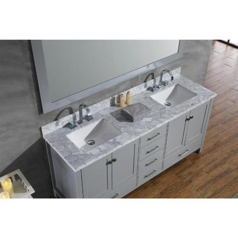 Image of Ariel Cambridge 73" Grey Modern Double Rectangle Sink Vanity A073D-CWR-GRY
