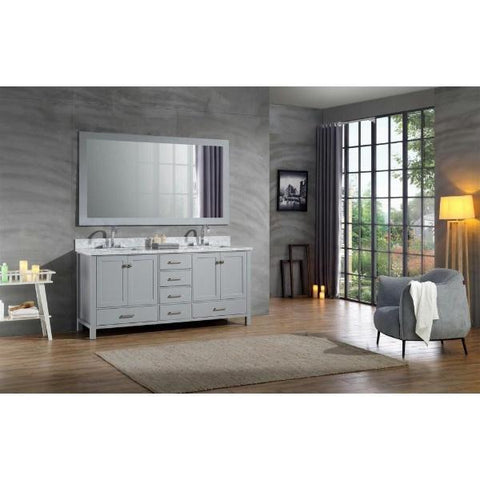 Image of Ariel Cambridge 73" Grey Modern Double Rectangle Sink Vanity A073D-CWR-GRY