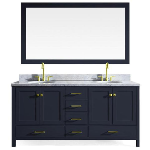Image of Ariel Cambridge 73" Midnight Blue Modern Double Oval Sink Vanity A073D-MNB