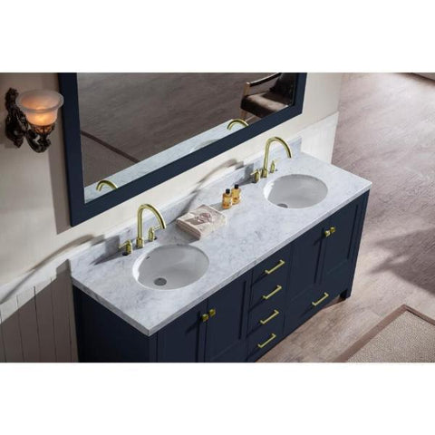 Image of Ariel Cambridge 73" Midnight Blue Modern Double Oval Sink Vanity A073D-MNB