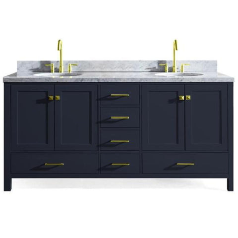 Image of Ariel Cambridge 73" Midnight Blue Modern Double Oval Sink Vanity A073D-MNB