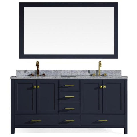Image of Ariel Cambridge 73" Midnight Blue Modern Double Rectangle Sink Vanity A073D-CWR-MNB