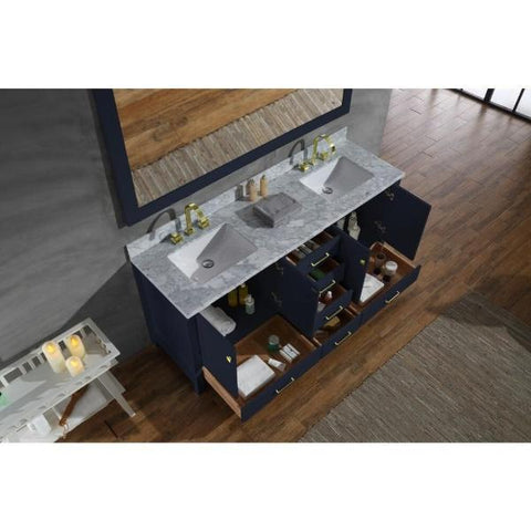 Image of Ariel Cambridge 73" Midnight Blue Modern Double Rectangle Sink Vanity A073D-CWR-MNB