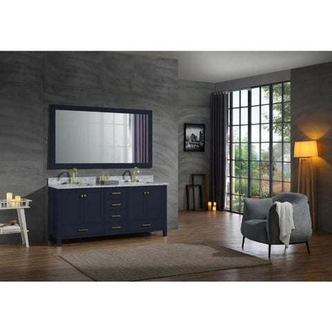 Image of Ariel Cambridge 73" Midnight Blue Modern Double Rectangle Sink Vanity A073D-CWR-MNB