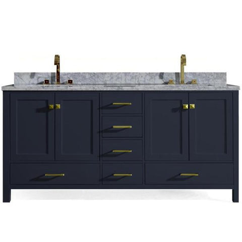 Image of Ariel Cambridge 73" Midnight Blue Modern Double Rectangle Sink Vanity A073D-CWR-MNB