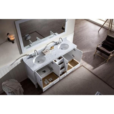 Image of Ariel Cambridge 73" White Modern Double Oval Sink Vanity A073D-WHT