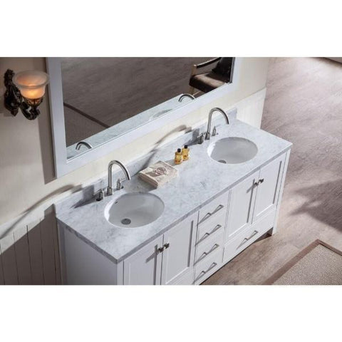 Image of Ariel Cambridge 73" White Modern Double Oval Sink Vanity A073D-WHT