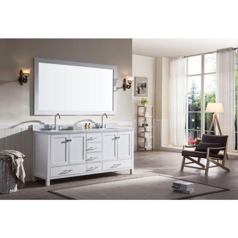 Image of Ariel Cambridge 73" White Modern Double Oval Sink Vanity A073D-WHT
