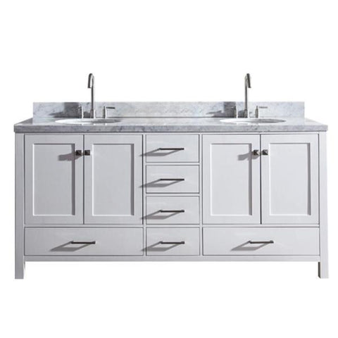 Image of Ariel Cambridge 73" White Modern Double Oval Sink Vanity A073D-WHT