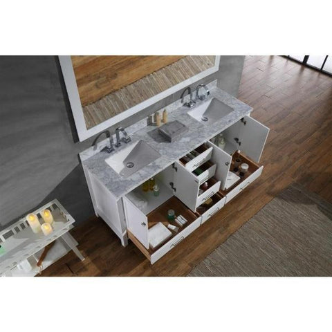 Image of Ariel Cambridge 73" White Modern Double Rectangle Sink Vanity A073D-CWR-WHT