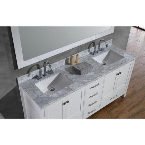 Image of Ariel Cambridge 73" White Modern Double Rectangle Sink Vanity A073D-CWR-WHT