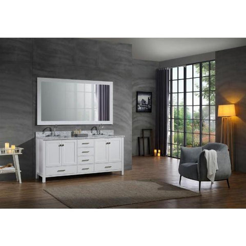 Image of Ariel Cambridge 73" White Modern Double Rectangle Sink Vanity A073D-CWR-WHT