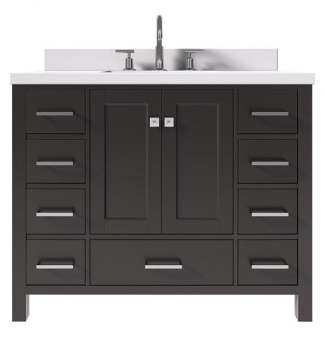Image of Ariel Cambridge Espresso Transitional 43" Rectangle Sink Vanity w/ White Quartz Countertop | A043SWQRVOESP A043SWQRVOESP