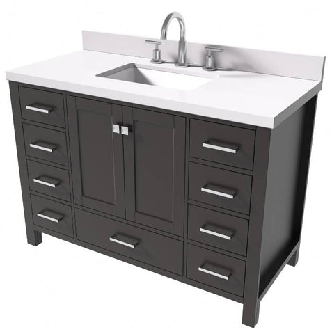 Image of Ariel Cambridge Espresso Transitional 49" Rectangle Sink Vanity w/ White Quartz Countertop | A049SWQRVOESP A049SWQRVOESP