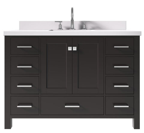Image of Ariel Cambridge Espresso Transitional 49" Rectangle Sink Vanity w/ White Quartz Countertop | A049SWQRVOESP A049SWQRVOESP