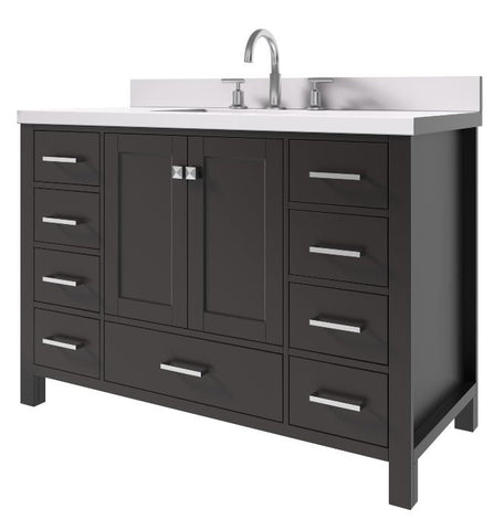 Image of Ariel Cambridge Espresso Transitional 49" Rectangle Sink Vanity w/ White Quartz Countertop | A049SWQRVOESP A049SWQRVOESP