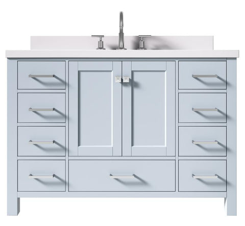Image of Ariel Cambridge Grey Transitional 49" Oval Sink Vanity w/ White Quartz Countertop | A049SWQOVOGRY