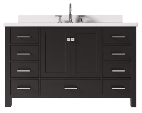 Image of Ariel Cambridge White Transitional 55" Oval Sink Vanity w/ White Quartz Countertop | A055SWQOVOESP