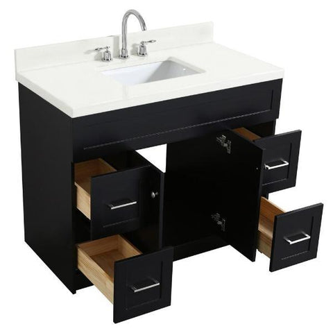 Image of Ariel Hamlet 43" Black Modern Single Sink Vanity Set F043S-WQ-VO-BLK