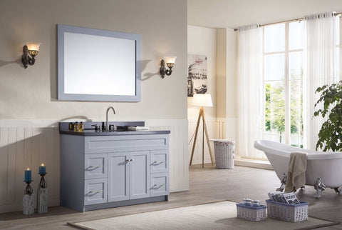 Image of Ariel Hamlet 49" Single Sink Vanity Set with Absolute Black Granite Countertop in Grey F049S-AB-GRY