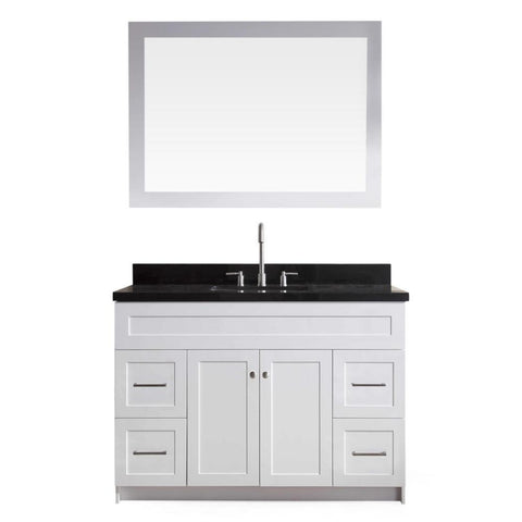 Image of Ariel Hamlet 49" Single Sink Vanity Set with Absolute Black Granite Countertop in White F049S-AB-WHT