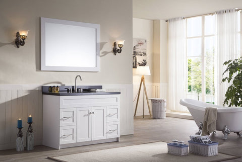 Image of Ariel Hamlet 49" Single Sink Vanity Set with Absolute Black Granite Countertop in White F049S-AB-WHT