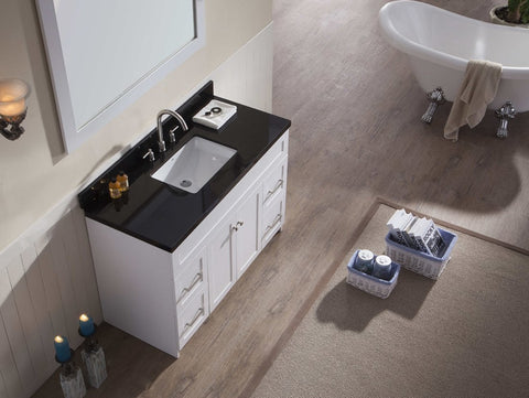 Image of Ariel Hamlet 49" Single Sink Vanity Set with Absolute Black Granite Countertop in White F049S-AB-WHT