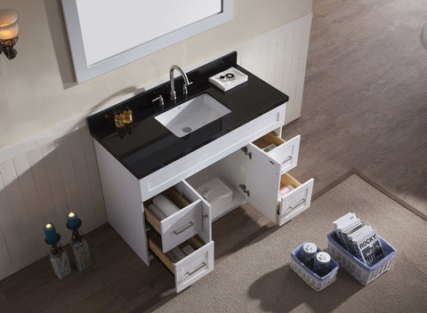 Image of Ariel Hamlet 49" Single Sink Vanity Set with Absolute Black Granite Countertop in White F049S-AB-WHT