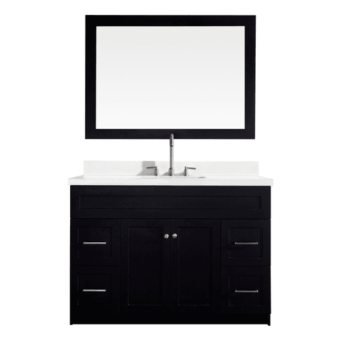 Image of Ariel Hamlet 49" Single Sink Vanity Set with White Quartz Countertop in Black F049S-WQ-BLK
