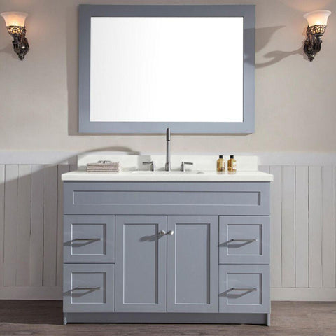 Image of Ariel Hamlet 49" Single Sink Vanity Set with White Quartz Countertop in Grey F049S-WQ-GRY