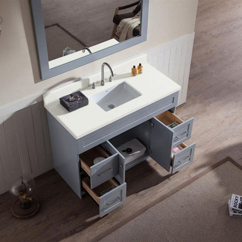 Image of Ariel Hamlet 49" Single Sink Vanity Set with White Quartz Countertop in Grey F049S-WQ-GRY