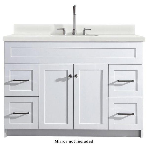 Image of Ariel Hamlet 49" Single Sink Vanity Set with White Quartz Countertop in White