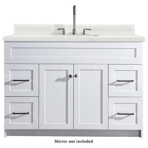 Image of Ariel Hamlet 49" Single Sink Vanity Set with White Quartz Countertop in White