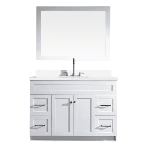 Image of Ariel Hamlet 49" Single Sink Vanity Set with White Quartz Countertop in White F049S-WQ-WHT