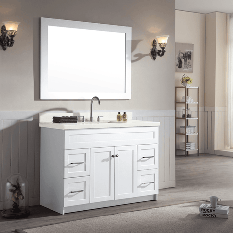 Image of Ariel Hamlet 49" Single Sink Vanity Set with White Quartz Countertop in White F049S-WQ-WHT